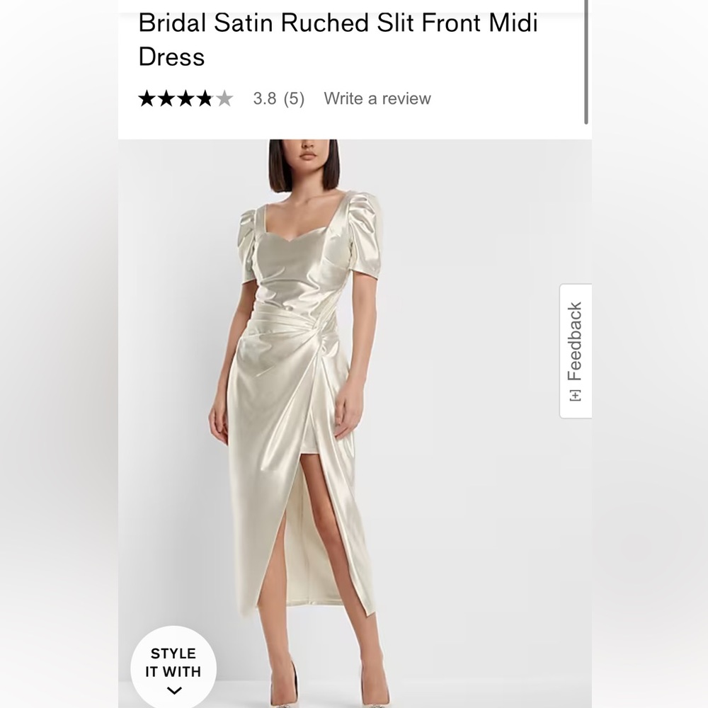 Express Satin Ruched Slit Dress BLACK